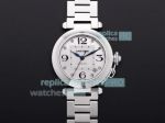 Swiss Pasha De Cartier Replica Watch Silver Diamond Dial Ladies Size